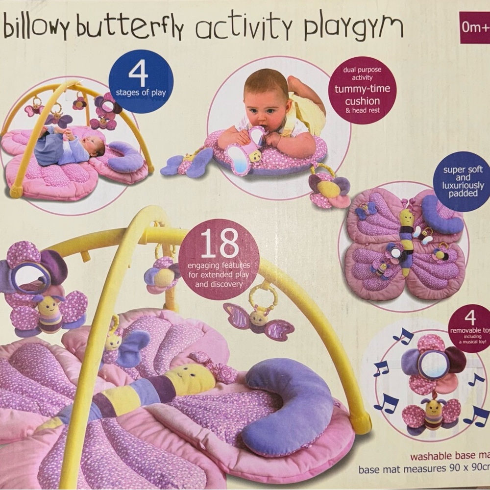 Little Bird Told Me Billowy Butterfly Activity Play Gym, 4 Stages of Play, NIB